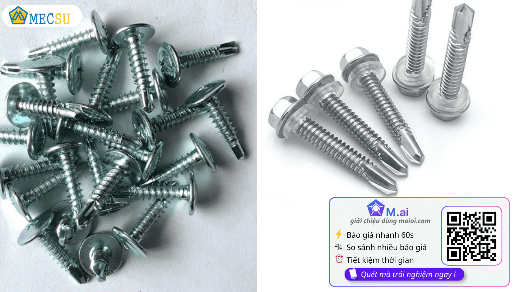 Vít Đuôi Cá Đầu Dù & Vít Tôn Đầu Lục Giác MS-PRO Chống Gỉ